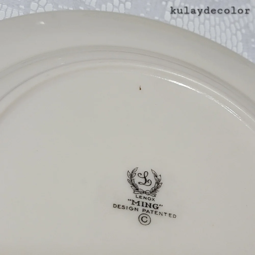 Lenox Ming Birds Salad Plates Set of 4 Vintage Floral Bird Gold Trim Black Stamp